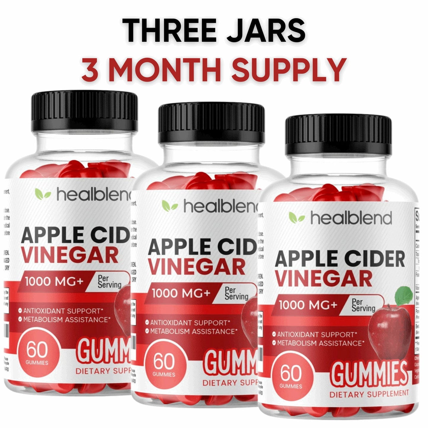 Apple Cider Vinegar Gummy Vitamins 1000MG Per Serving - Healblend