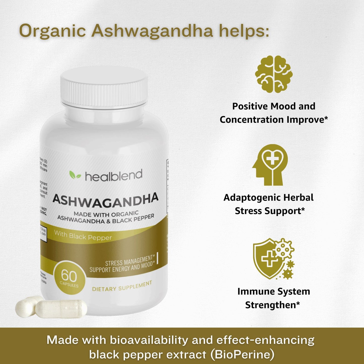 Ashwagandha & Black Pepper Capsules - Healblend