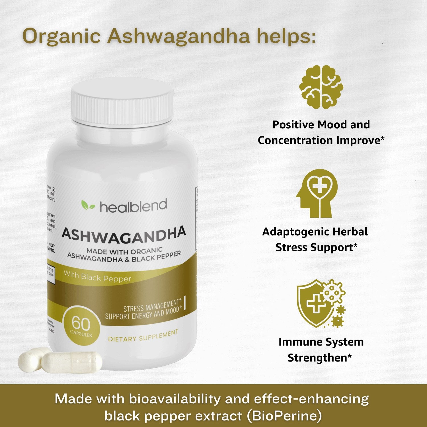 Ashwagandha & Black Pepper Capsules - Healblend