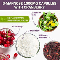D - Mannose 1000mg Capsules with Cranberry Juice Powder - Healblend