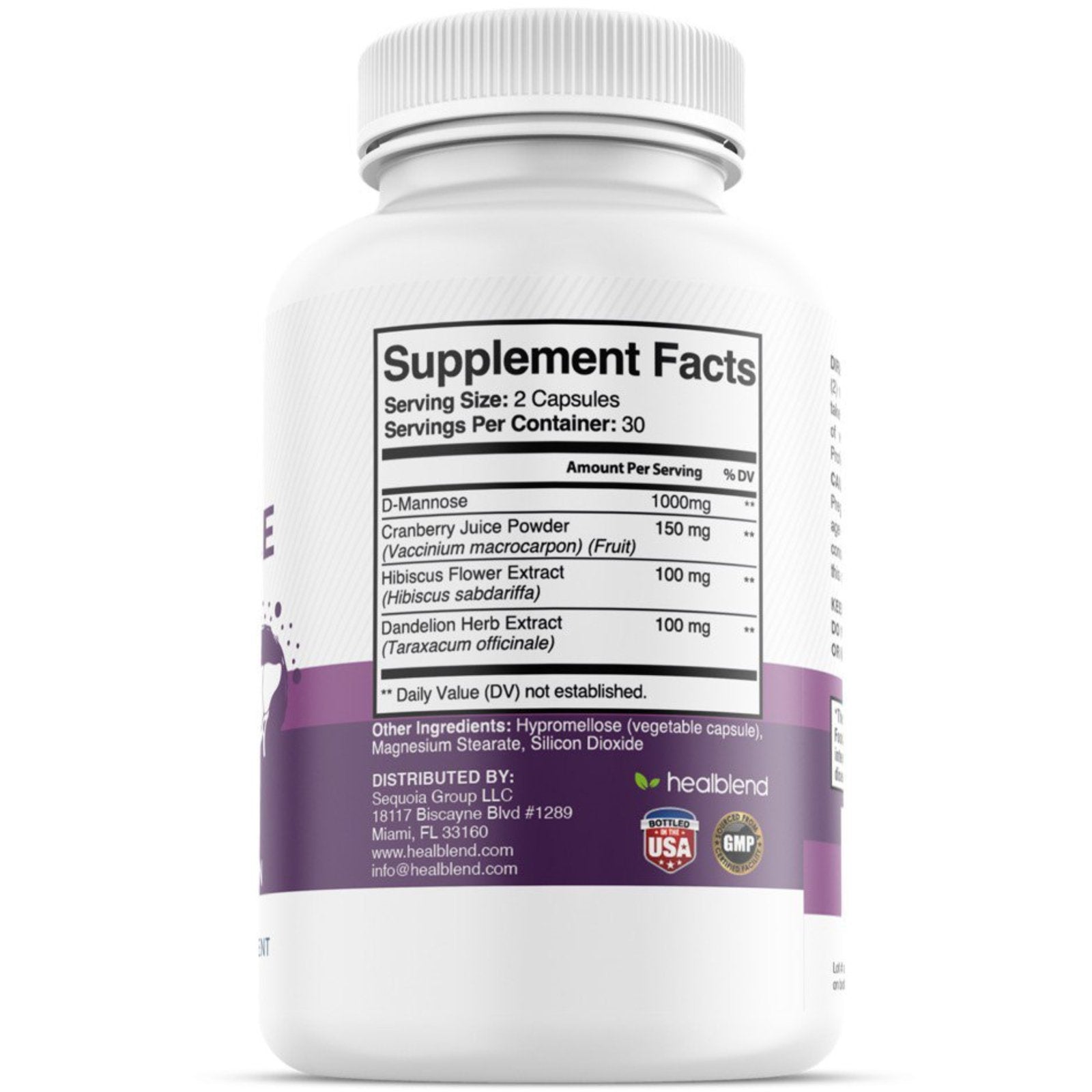 D - Mannose 1000mg Capsules with Cranberry Juice Powder - Healblend