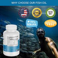 DHA/EPA Omega 3 Fish Oil Pills, Lemon Flavor - 60 Soft Gels - Healblend