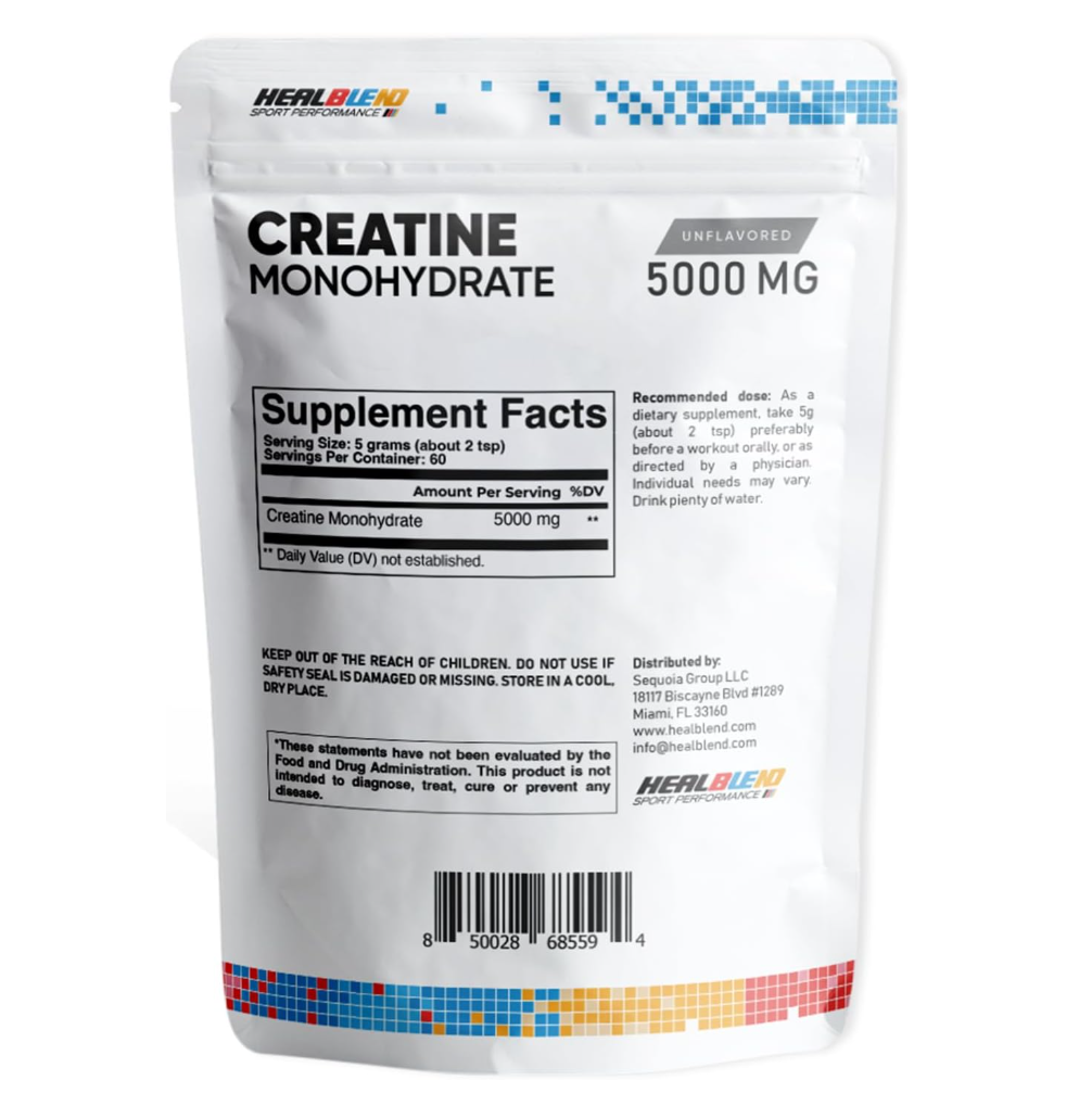 Creatine Monohydrate Powder 5000mg - Unflavored Micronized Creatine for Muscle Gain, Improve Performance & Pre-Workout Recovery - 60 Servings