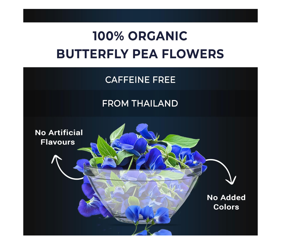 Butterfly Blue Pea Flowers Herbal Tea - Natural Rich Source of Antioxidants, Loose Leaf Freshly Picked from Thailand, Caffeine Free - 4 Oz