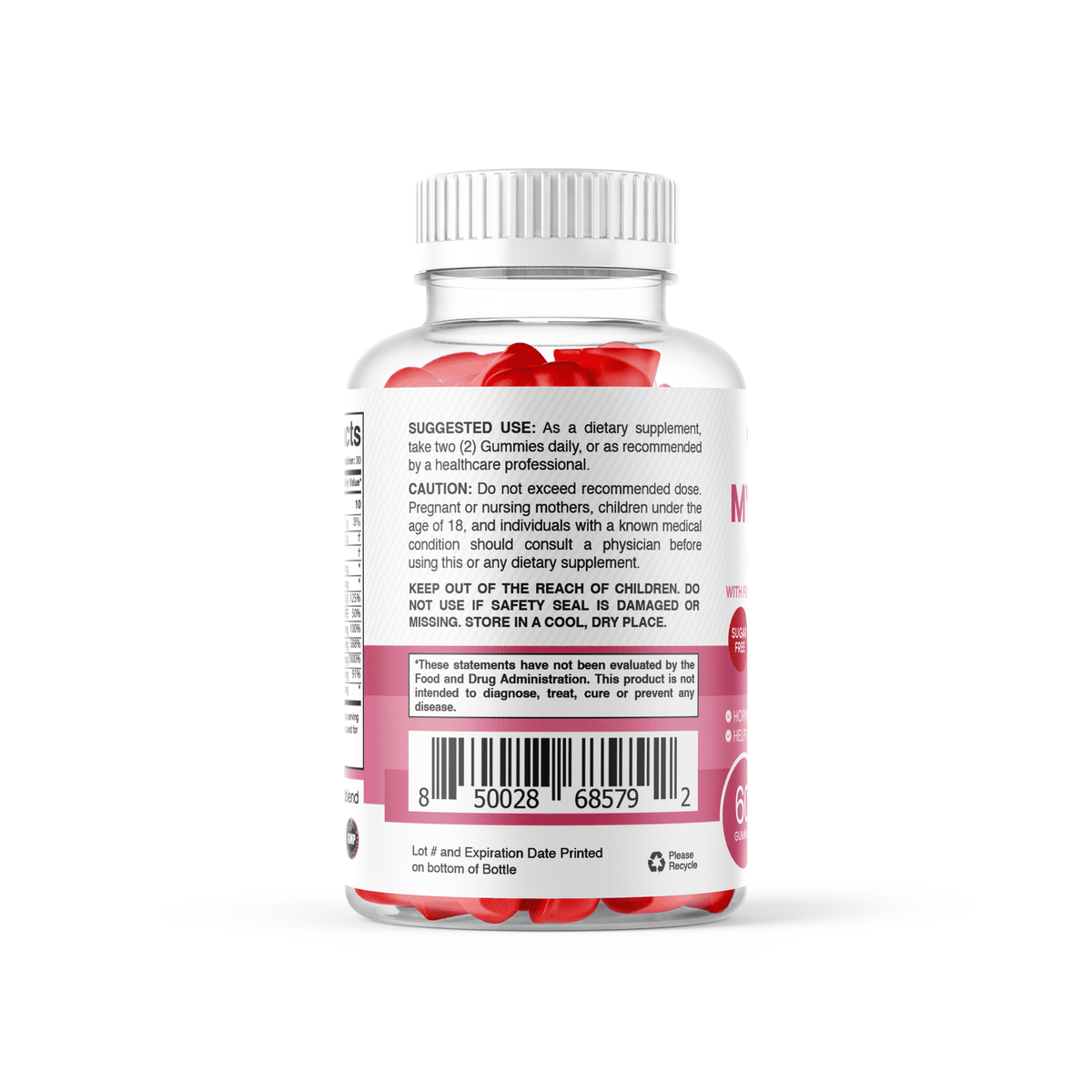 Myo-Inositol & D-Chiro Inositol PCOS Gummies for Hormone Balance & Fertility Support with Folate and Zinc, Strawberry Flavor, 60ct