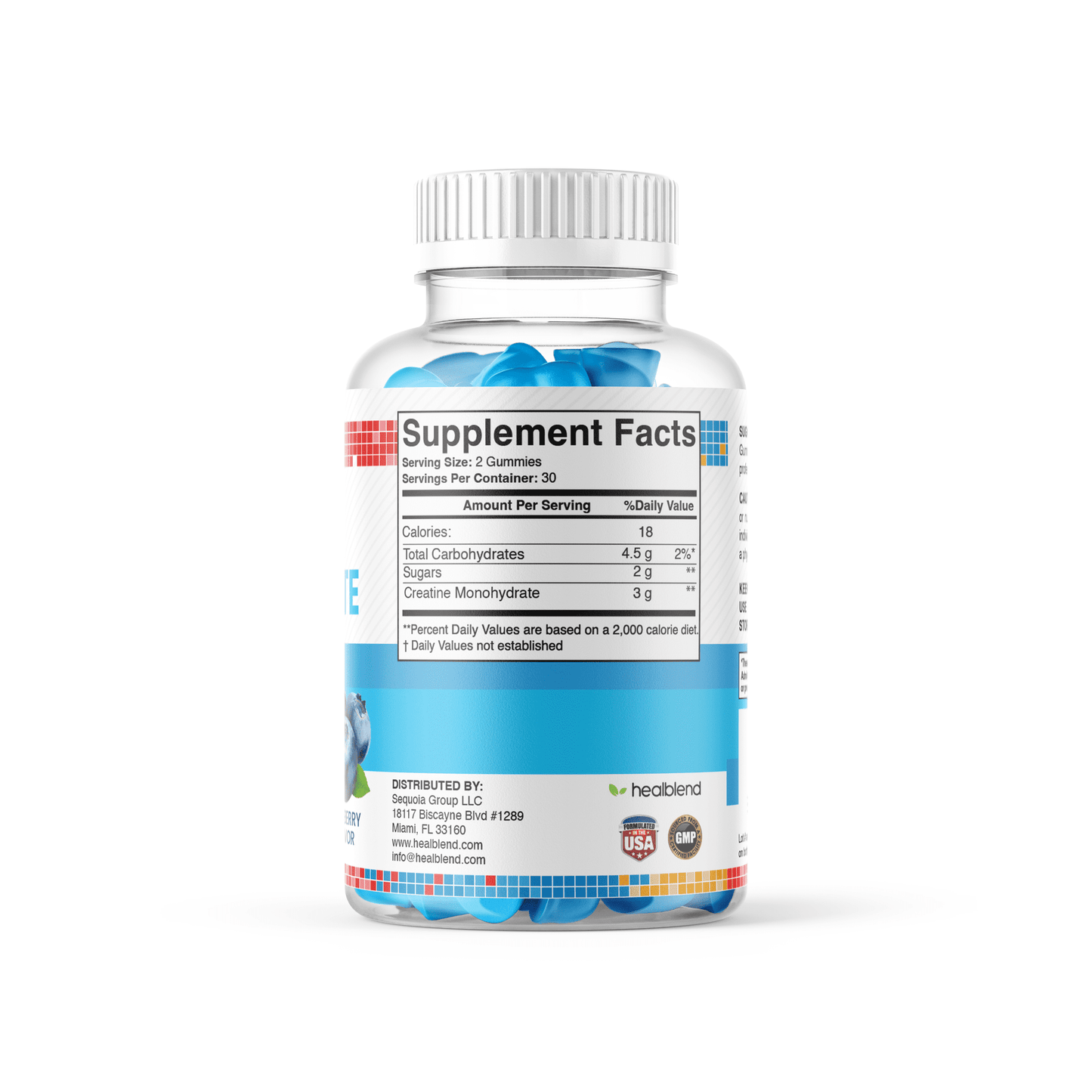 Creatine Monohydrate Gummies 5000mg, Muscle Growth, Strength & Endurance Support Blueberry Flavor, 60 Count