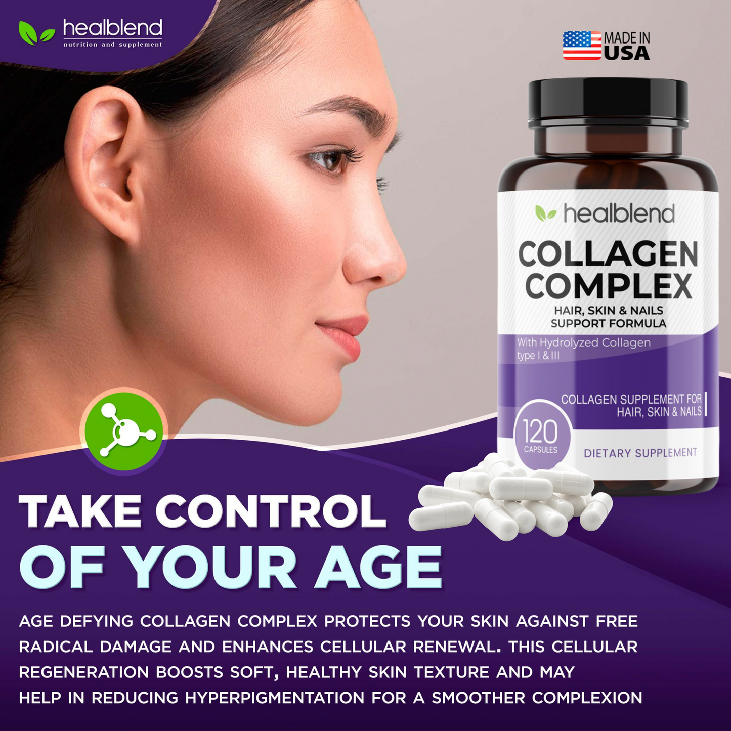 Collagen Complex - 3000 mg. Type I & III