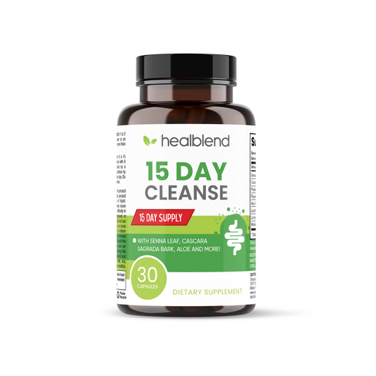 Healblend 15 Day Cleanse Detox Supplement, Natural Colon Cleanser with Senna, Cascara Sagrada, Aloe Vera & Probiotics for Bloating Relief, 30 Capsules
