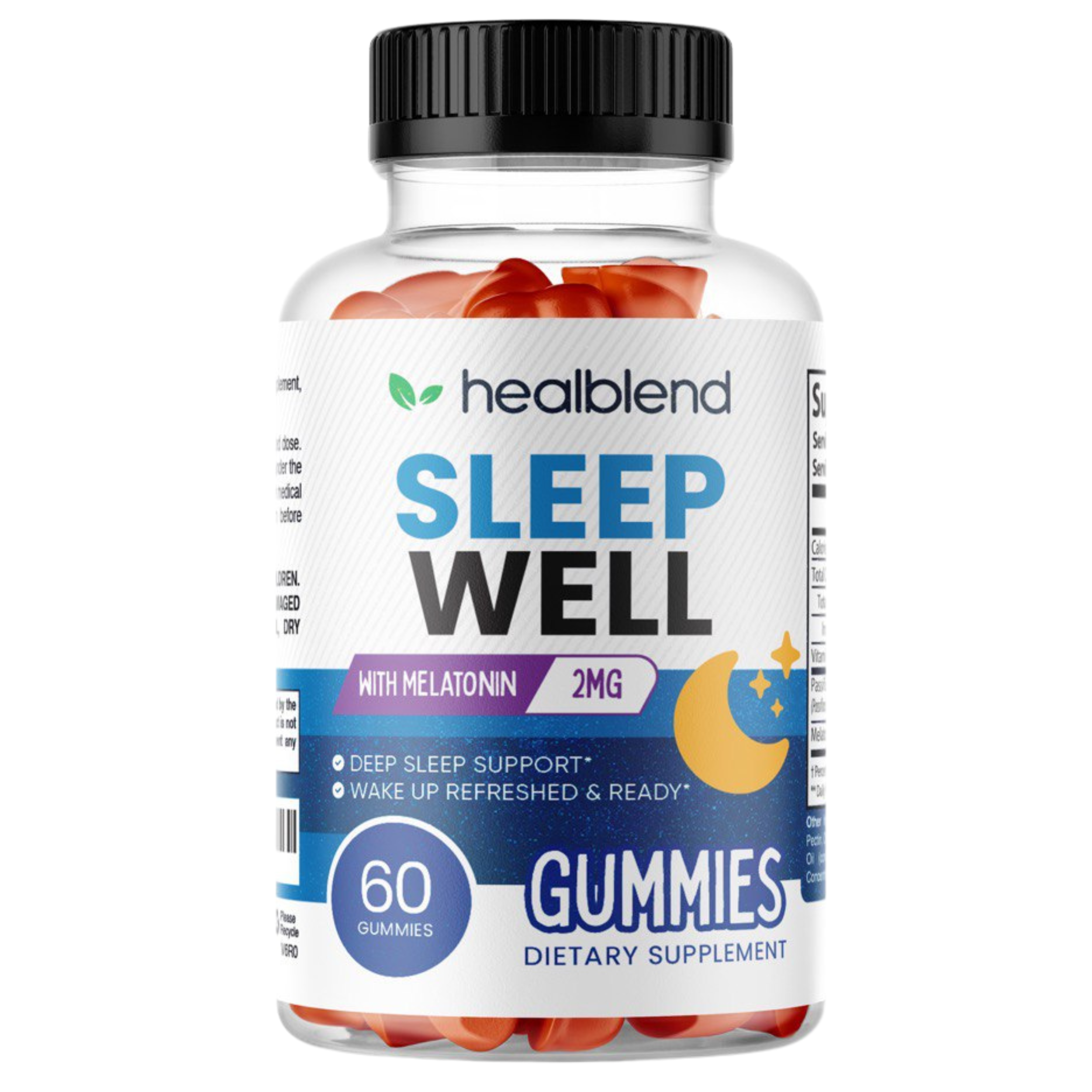 Sleep Well Gummies with Vitamin B6, Passiflora Extract, Melatonin 2mg, 60 Gummies
