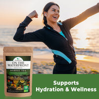 On The Waterfront Herbal Tea - Supports Hydration & Wellness, Raspberry Leaf, Spearmint and Peppermint Loose Leaf Tea, Caffeine Free - 4 Oz