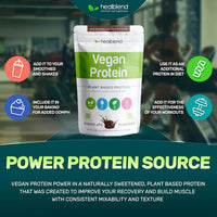 Organic Vegan Protein Powder Chocolate Flavor - 20g Plant Based Pea Protein Isolate for Muscle Support and Recovery - 16 Oz