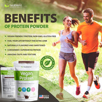 Organic Vegan Protein Powder Chocolate Flavor - 20g Plant Based Pea Protein Isolate for Muscle Support and Recovery - 16 Oz