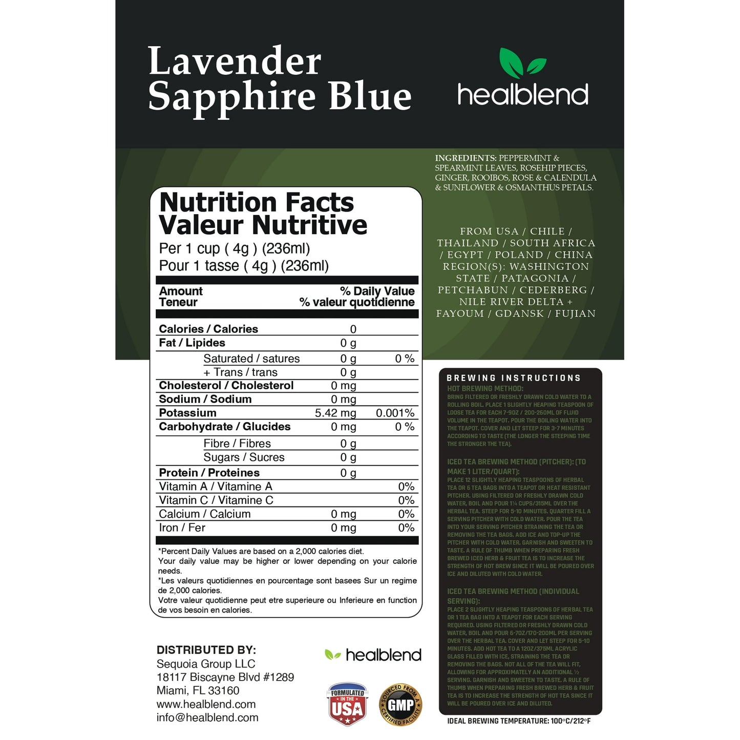 On The Waterfront Herbal Tea - Supports Hydration & Wellness, Raspberry Leaf, Spearmint and Peppermint Loose Leaf Tea, Caffeine Free - 4 Oz