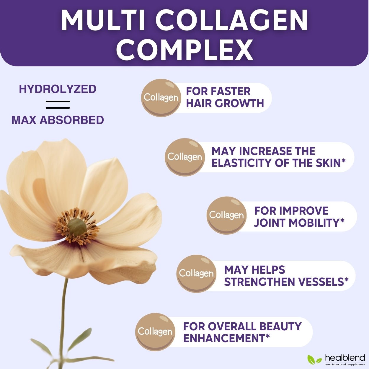 Collagen Complex - 3000 mg. Type I & III - Healblend