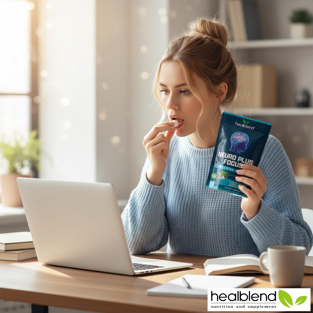 Neuro Plus Focus Chewing Gum, Peppermint Flavor, Nootropic Energy Supports Memory, Mental Clarity & Concentration 90 Pieces