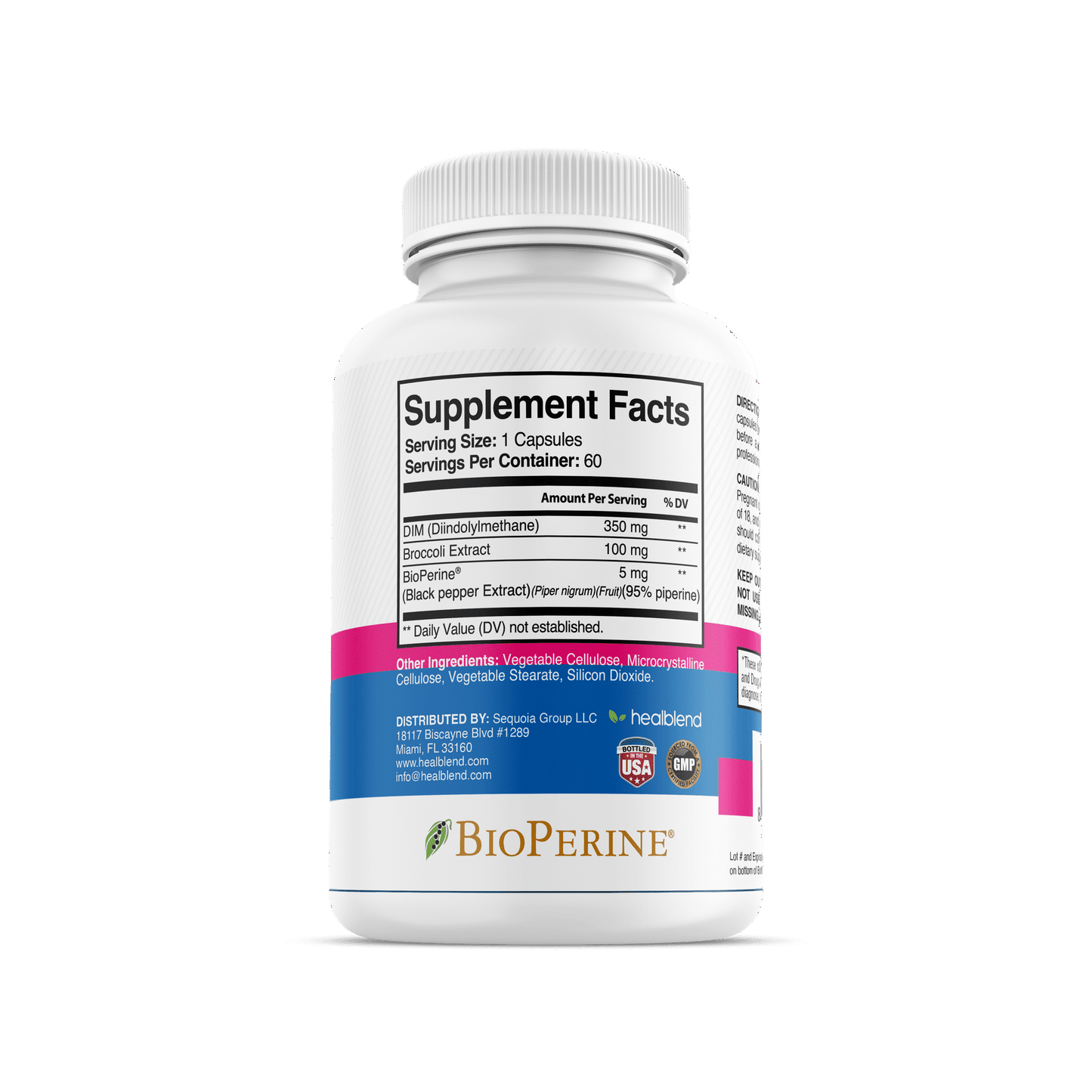 Ultra DIM Supplement 350mg - Supports Estrogen Blocker, Hormone Balance & Menopause for Women with Broccoli Extract, Bioperine - 60 Capsules