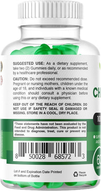 Chlorophyll Gummies 100mg - Body Detox & Skin Health - Natural Apple Flavor - Energy & Immune Support Supplement - 60 Gummies