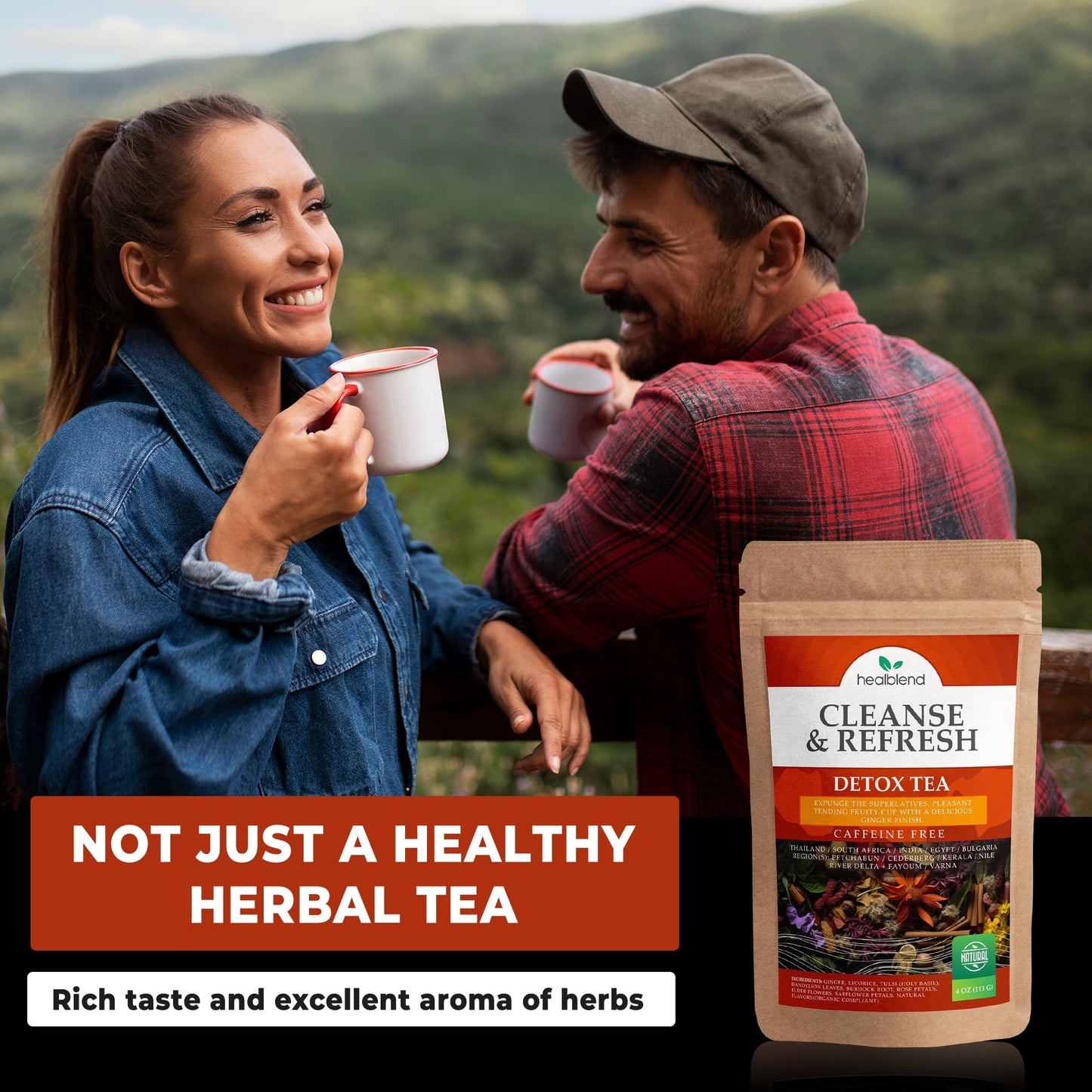 Herbal Detox Tea: Cleanse Tea for Digestive Health, Natural Energy and Refreshing - All Organic Healthy Cleansing Formula, Vegan - 28 Servings