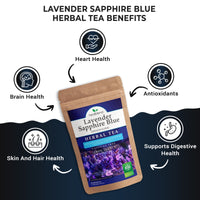 Organic Lavender Sapphire Blue Herbal Tea - Natural Rich Source of Antioxidants, Wellness Boost, Freshly Picked from France, Caffeine Free - 4 Oz