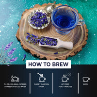 Organic Lavender Sapphire Blue Herbal Tea - Natural Rich Source of Antioxidants, Wellness Boost, Freshly Picked from France, Caffeine Free - 4 Oz