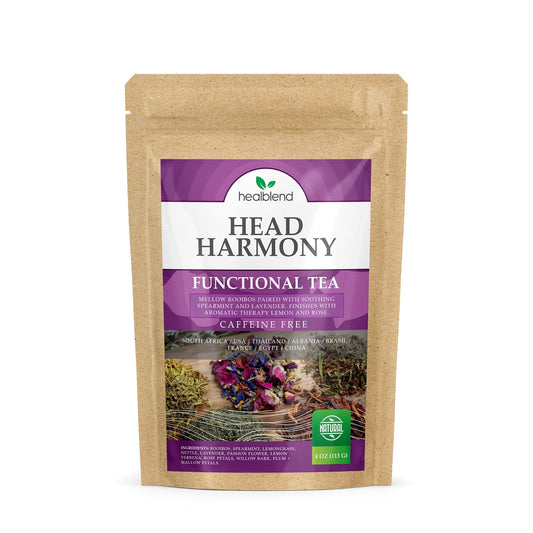 Head Harmony Functional Tea, Calming Tension Relief & Sleep Support, Caffeine Free, 4oz