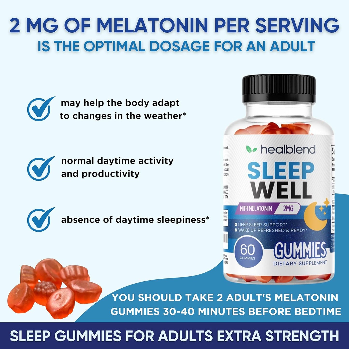 Sleep Well Gummies with Melatonin 2mg