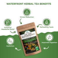 On The Waterfront Herbal Tea - Supports Hydration & Wellness, Raspberry Leaf, Spearmint and Peppermint Loose Leaf Tea, Caffeine Free - 4 Oz