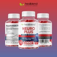 Neuro Plus Brain Booster Gummies – Focus, Memory & Clarity Support with Vitamin B12, Folate, B6, Phosphatidylserine – Strawberry Flavor – 60ct