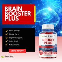Neuro Plus Brain Booster Gummies – Focus, Memory & Clarity Support with Vitamin B12, Folate, B6, Phosphatidylserine – Strawberry Flavor – 60ct