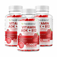 Vitamin ADK + B12 Gummies - High Potency Vitamin D3, A & B12 - Immune, Bone & Energy Support Supplement - Strawberry Flavor