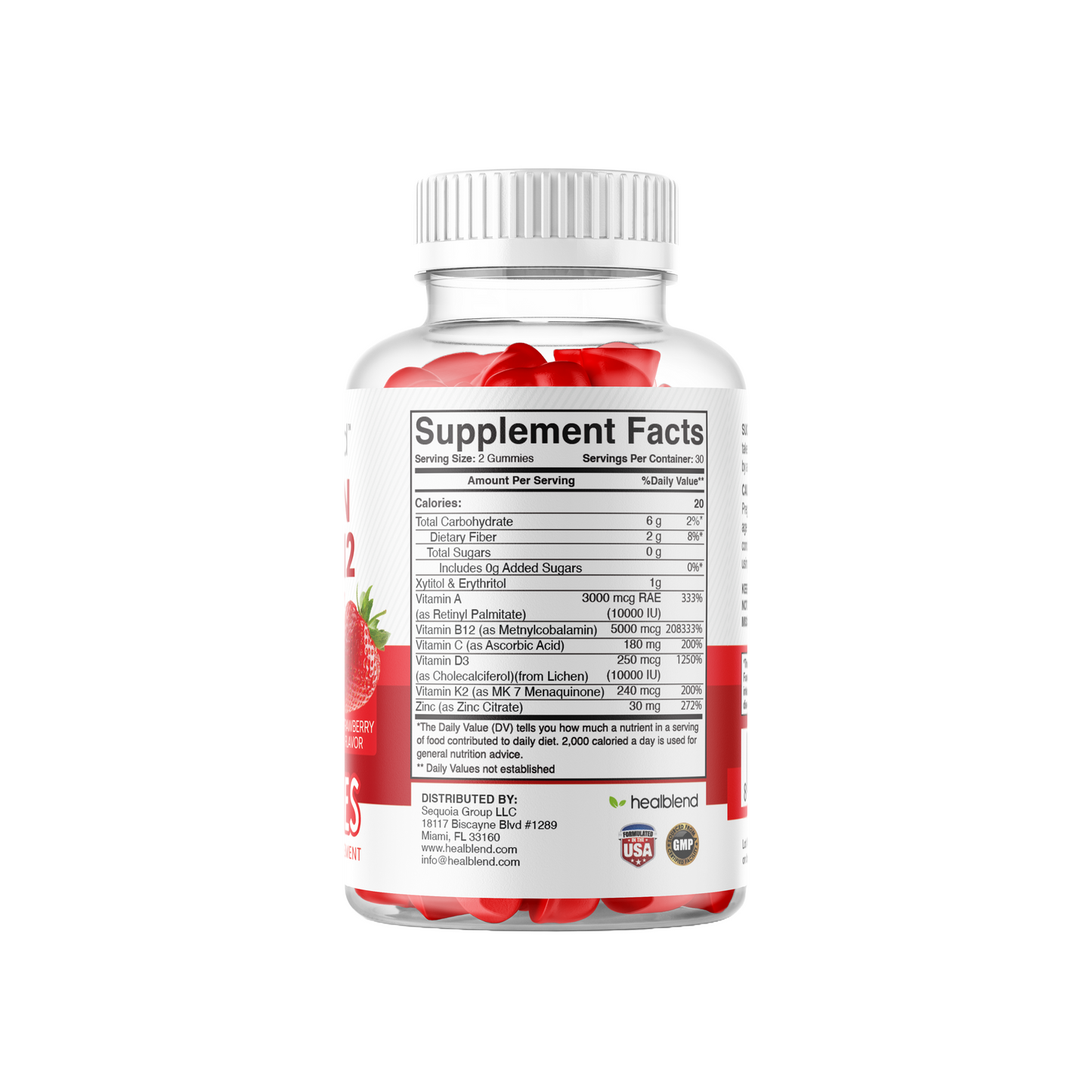 Vitamin ADK + B12 Gummies - High Potency Vitamin D3, A & B12 - Immune, Bone & Energy Support Supplement - Strawberry Flavor