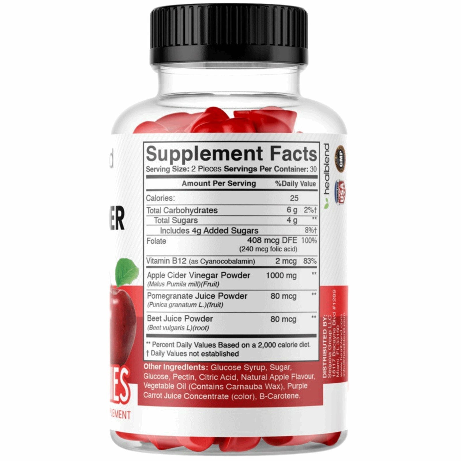 Apple Cider Vinegar Gummy Vitamins 1000MG Per Serving - Healblend