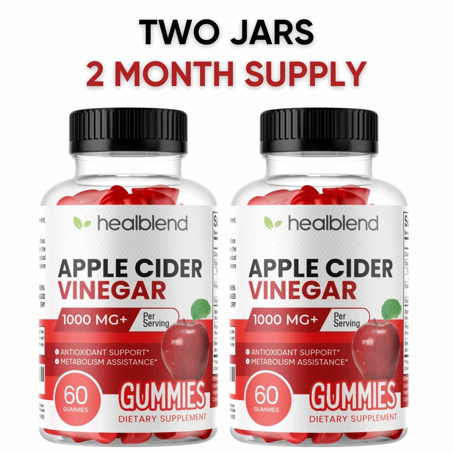 Apple Cider Vinegar Gummy Vitamins 1000MG Per Serving - Healblend