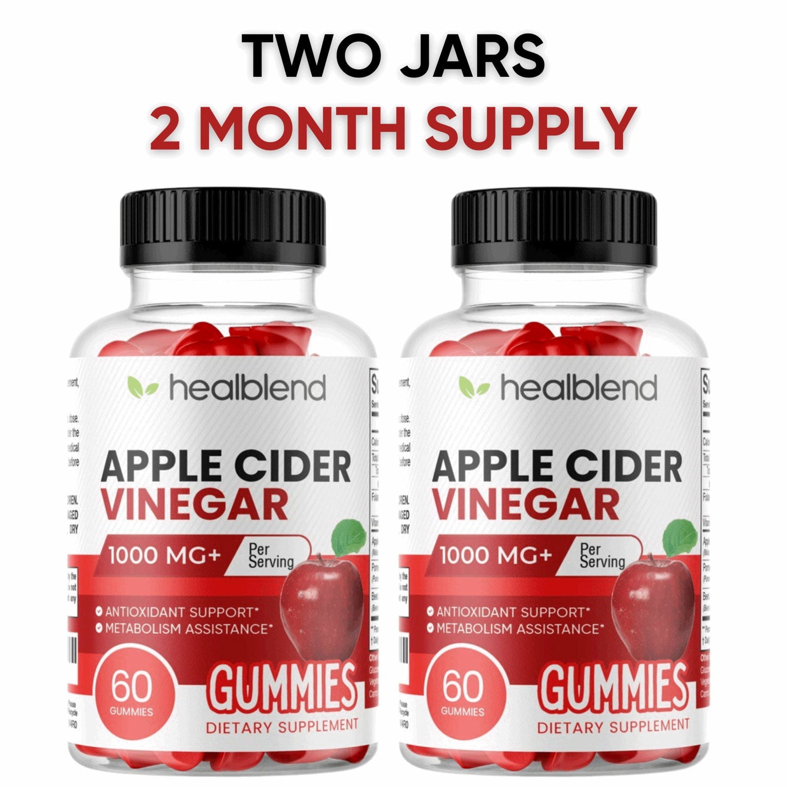 Apple Cider Vinegar Gummy Vitamins 1000MG Per Serving - Healblend