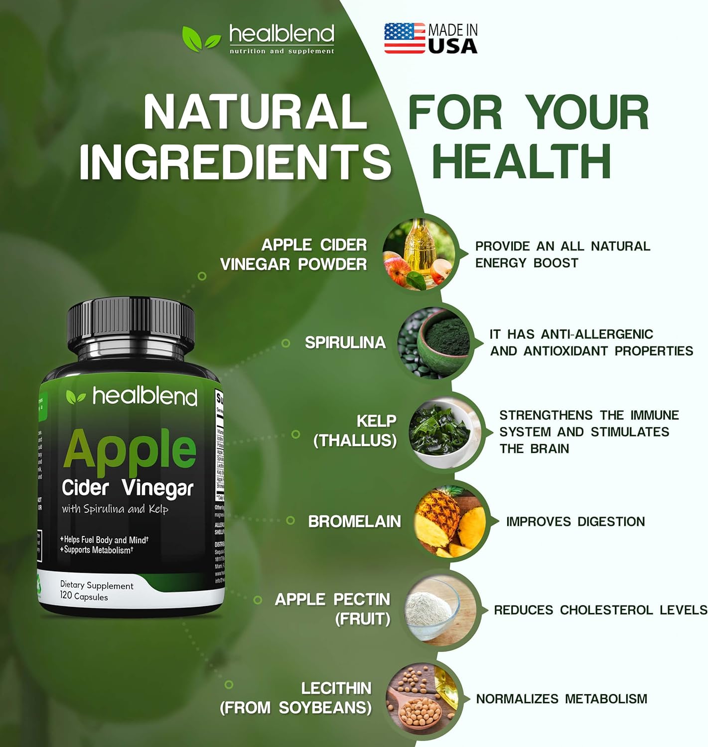 Apple Cider Vinegar with Spirulina and Kelp - Healblend