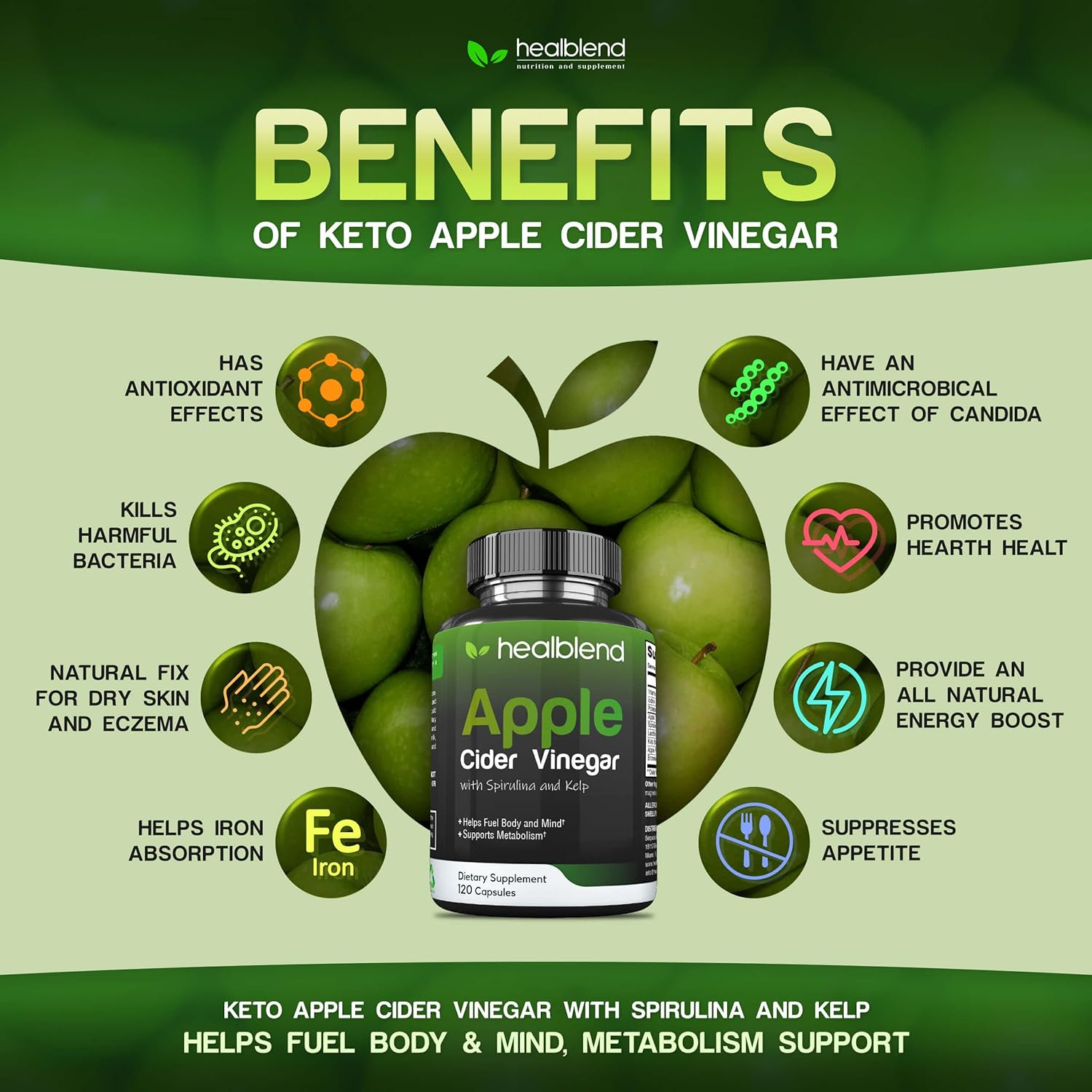 Apple Cider Vinegar with Spirulina and Kelp - Healblend