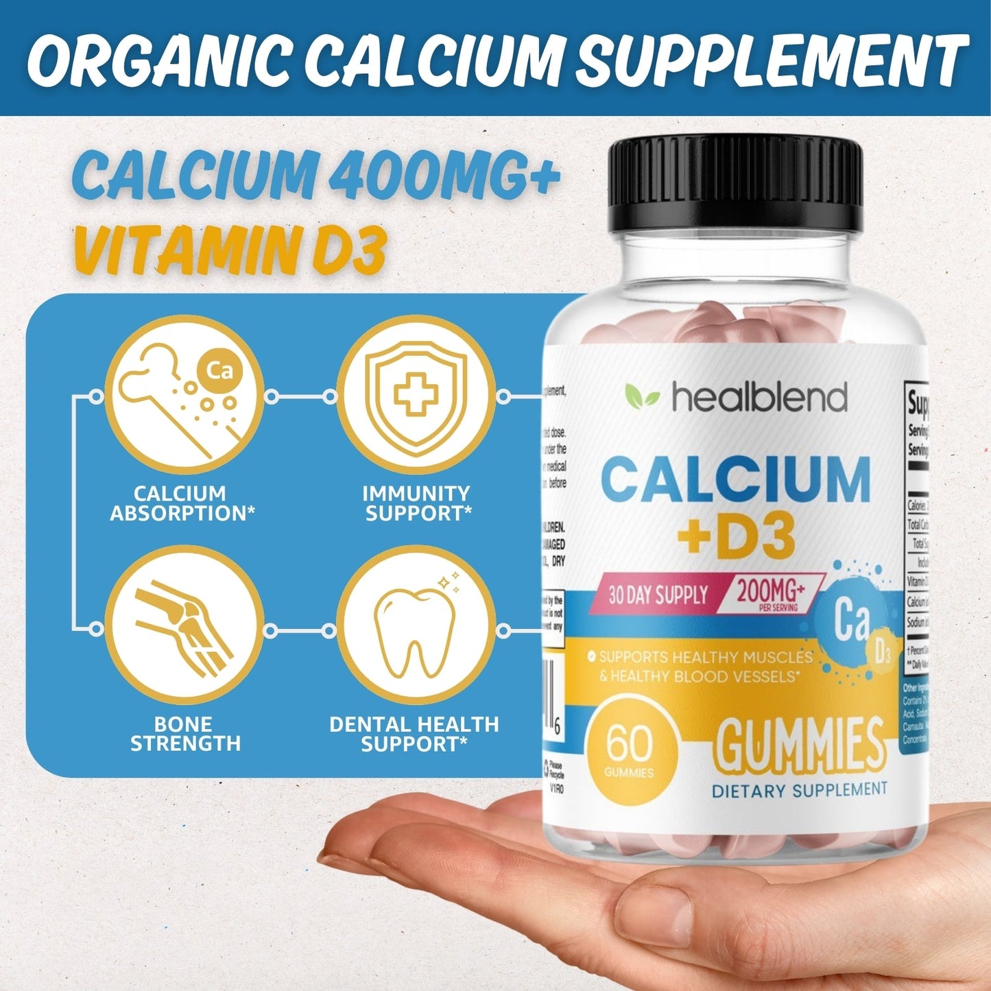 Calcium Gummies with Vitamin D3 - Healblend