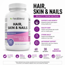 Hair Skin & Nails Vitamin - Support Hair Growth, Healthy Skin, Strong Nails with Multivitamin Multimineral Supplement - 60 Capsules