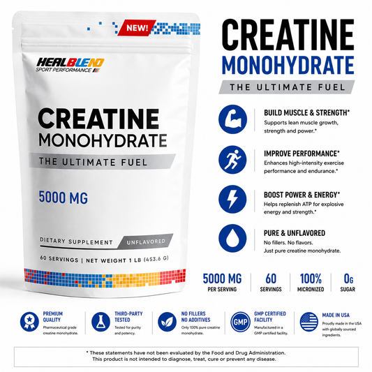 Creatine Monohydrate Powder 5000mg - Unflavored Micronized Creatine for Muscle Gain, Improve Performance & Pre-Workout Recovery - 60 Servings