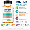 Multivitamin Gummies 1200mg with Biotin, Folate, Inositol, Iodine & Zink - Immune Support & Energy Booster Supplement - 60 Gummies