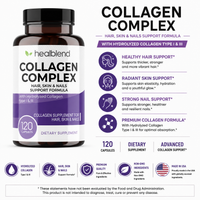 Collagen Complex with Hydrolyzed Collagen Type I & - Promotes Healthy Joints, Hair Skin and Nails - for Women and Men - 120 Capsules