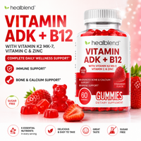 Vitamin ADK + B12 Gummies - High Potency Vitamin D3, A & B12 - Immune, Bone & Energy Support Supplement - Strawberry Flavor