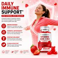 Vitamin ADK + B12 Gummies - High Potency Vitamin D3, A & B12 - Immune, Bone & Energy Support Supplement - Strawberry Flavor