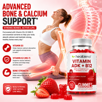 Vitamin ADK + B12 Gummies - High Potency Vitamin D3, A & B12 - Immune, Bone & Energy Support Supplement - Strawberry Flavor