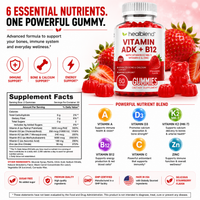 Vitamin ADK + B12 Gummies - High Potency Vitamin D3, A & B12 - Immune, Bone & Energy Support Supplement - Strawberry Flavor