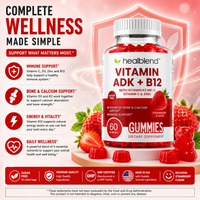 Vitamin ADK + B12 Gummies - High Potency Vitamin D3, A & B12 - Immune, Bone & Energy Support Supplement - Strawberry Flavor