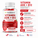 Vitamin ADK + B12 Gummies - High Potency Vitamin D3, A & B12 - Immune, Bone & Energy Support Supplement - Strawberry Flavor