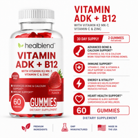 Vitamin ADK + B12 Gummies - High Potency Vitamin D3, A & B12 - Immune, Bone & Energy Support Supplement - Strawberry Flavor