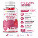 Myo-Inositol & D-Chiro Inositol PCOS Gummies for Hormone Balance & Fertility Support with Folate and Zinc, Strawberry Flavor, 60ct