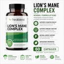 Natural Lions Mane Complex with Blend Mushroom - Supports Immune System, Mental Clarity, Memory & Focus, Stimulates Mood - 60 Capsules